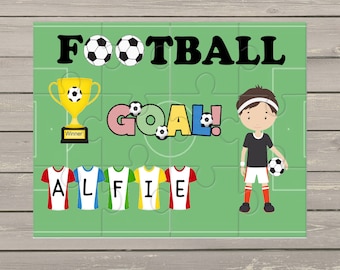 Personalisiertes Fußball Puzzle, Geschenk für Kinder, Geburtstag, Weihnachten, Mädchen Jungen, Kinder, bildung, Fußball, verschiedene Größen / Materialien