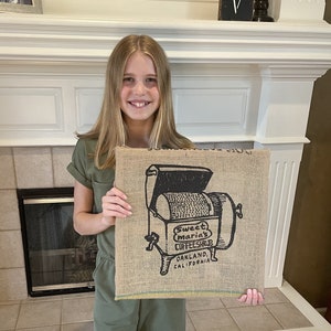 Vintage Coffee Roaster Authentic Framed Coffee Bag Wall Art for Coffee Bars Coffee Decor | Handmade and Upcycled by 14 Year Old Maker