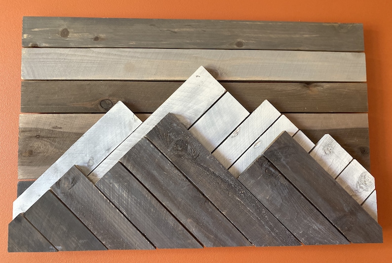 Rustic Rocky Mountain Pallet Wood Wall Art Handmade Mountain Etsy
