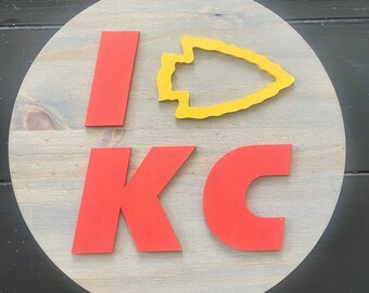 I Love KC Arrowhead Kansas City muurdecoratie | Handgemaakt door 14-jarige maker