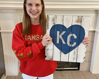 Vintage KC Herz Holzschild | Kansas City Royals, Sporting KC