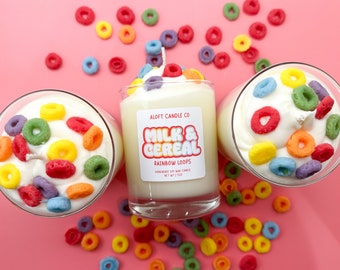 Milk & Cereal Rainbow Loops Handmade Soy Candle 12oz