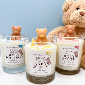 Sleeping Teddy Bear on Cloud Candle, New Baby Gift or Mom to Be, Natural  Wax, Bear Candles 
