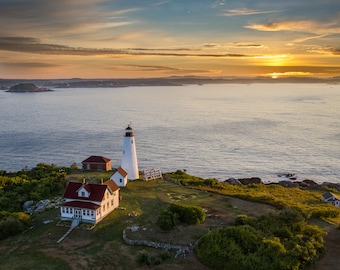 Bakers Island Lighthouse in Salem Massachusetts at sunrise Fine Art, Metal, Acrylic Wall Decor