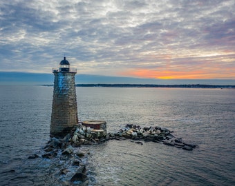 Whaleback Light in Kittery Maine Fine Art, Metal, Acrylic Wall Decor