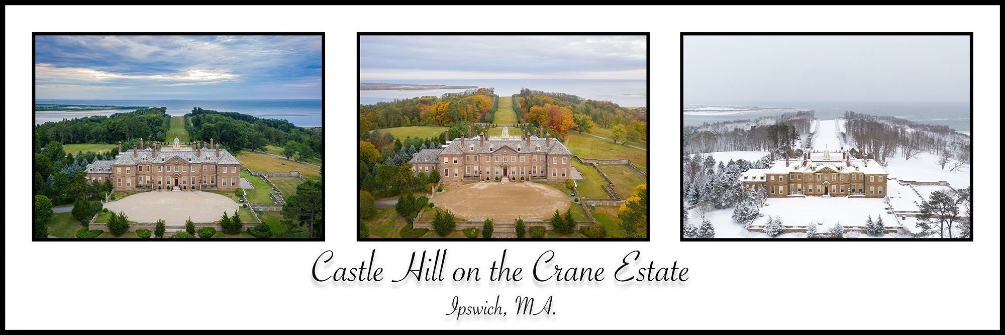 Castle Hill on the Crane Estate in Ipswich MA. 10x30 Tryptich Fine Art