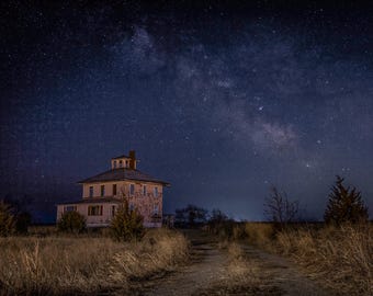Pink House Milky Way, Newbury, MA. fine art, metal, acrylic for home and office
