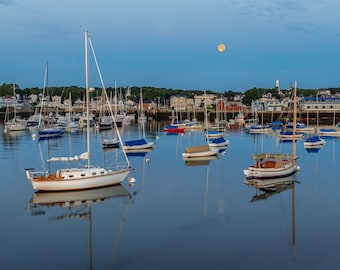 Rockport, MA. moonset over the Motif #1fine art, metal, acrylic for home and office