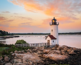 Annisquam Harbor Light at sunrise Fine Art, Metal, Acrylic Wall Decor