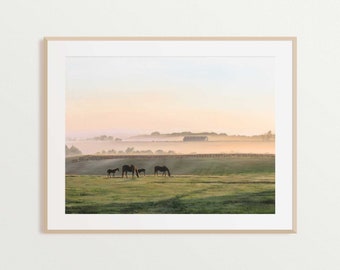 Fine Art Print of Original Oil Painting, Kentucky Horse Farm Landscape, Equine, Equestrian, God's Country, Stephanie Hilen