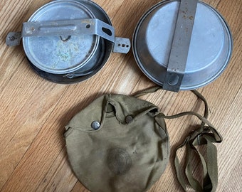 Vintage Assorted Boy (1940) & Girl (1960) Scouts Of America Regal Aluminum 7pcs Mess Kit Camping Set