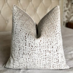 Luxury textured taupe gold velvet cushion cover handmade designer fabric Made to measure image 1