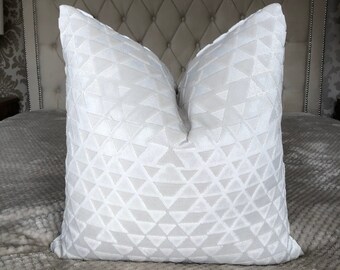 Luxury ivory geometric velvet cushion covers - handmade - Designer fabric- Made to Measure