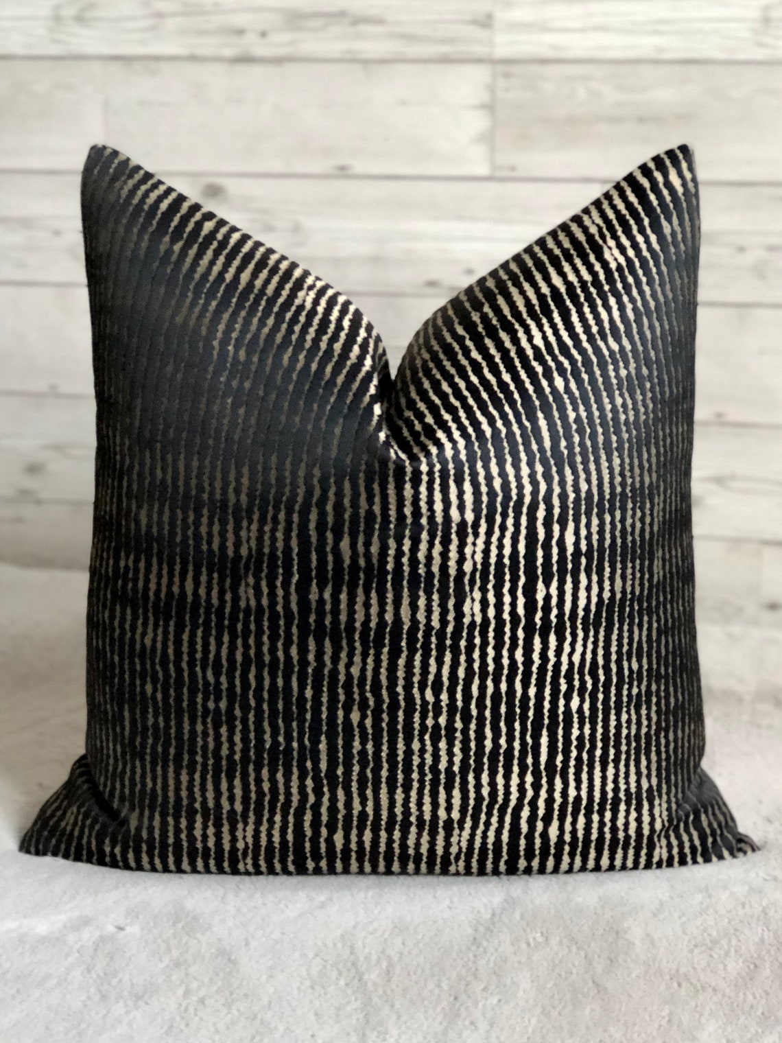 Luxury black gold abstract striped cushion cover handmade Etsy