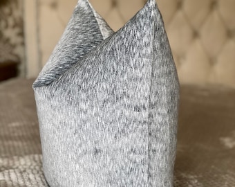 Copricuscini di lusso in morbido velluto bianco e argento - fatti a mano - Tessuto di design - Cuscino decorativo grigio