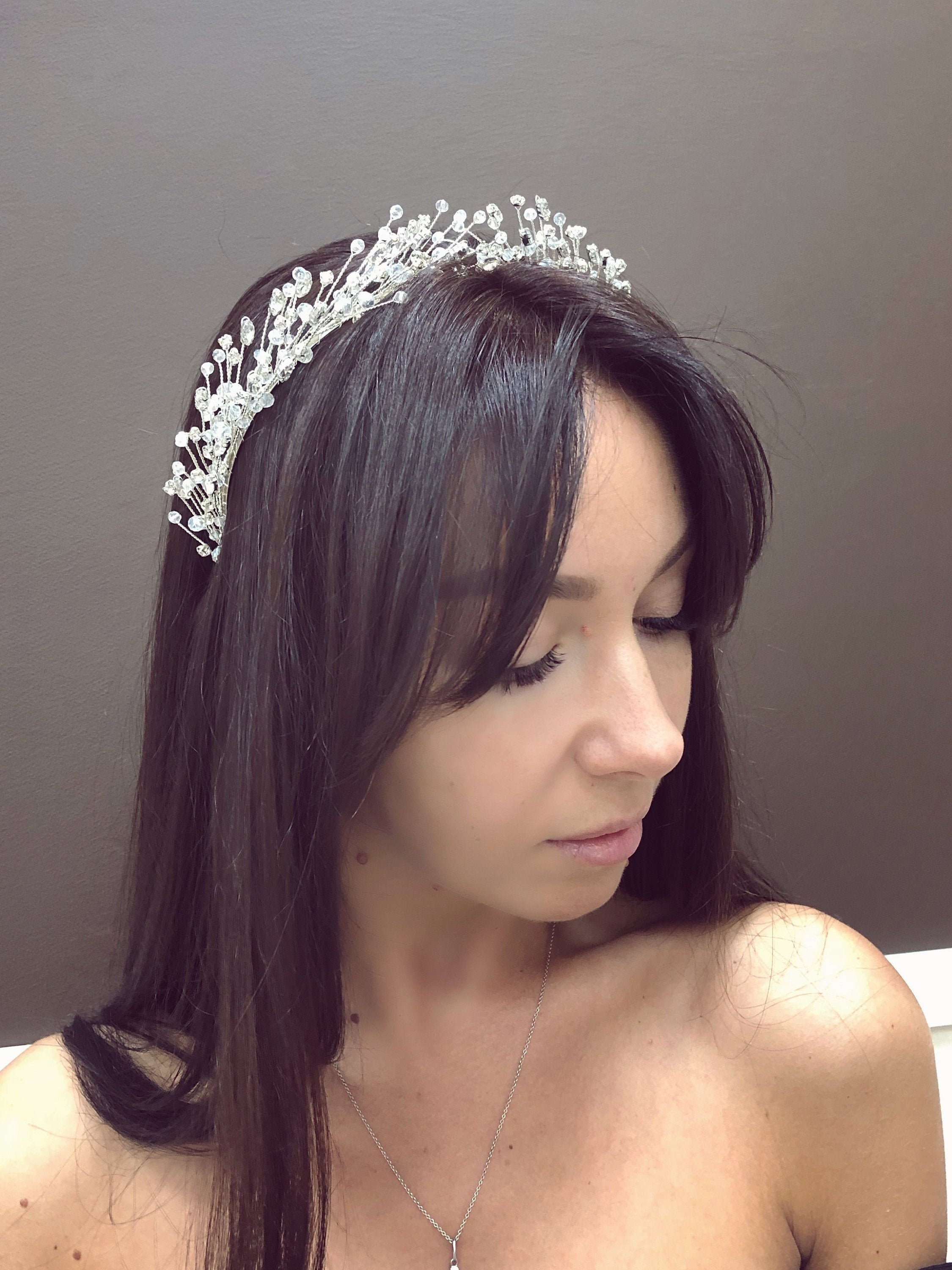 Bridal Tiara Flower Crown Wedding Wedding Tiara Сrystal Etsy