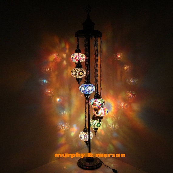 Turkish Mosaic Floor Lamp Moroccan Light Bohemian Boho Tiffany Lamp Customizable 5 7 9 Globes Free Shipping