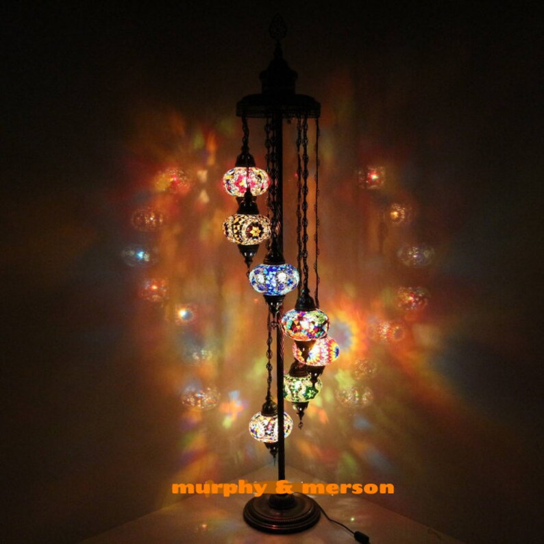 Turkish Mosaic Floor Lamp Moroccan Light Bohemian Boho Etsy