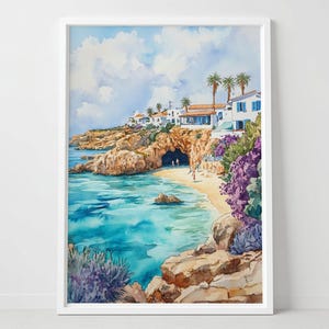 Ayia Napa Poster, Cyprus Wall Art, Europe Gift, Cyprus Poster Print, Ayia Napa Painting, Wall Decor, Canvas Print, Mediterranean Beach Art