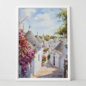 Alberobello Italy Print: Trulli Houses Watercolor Art