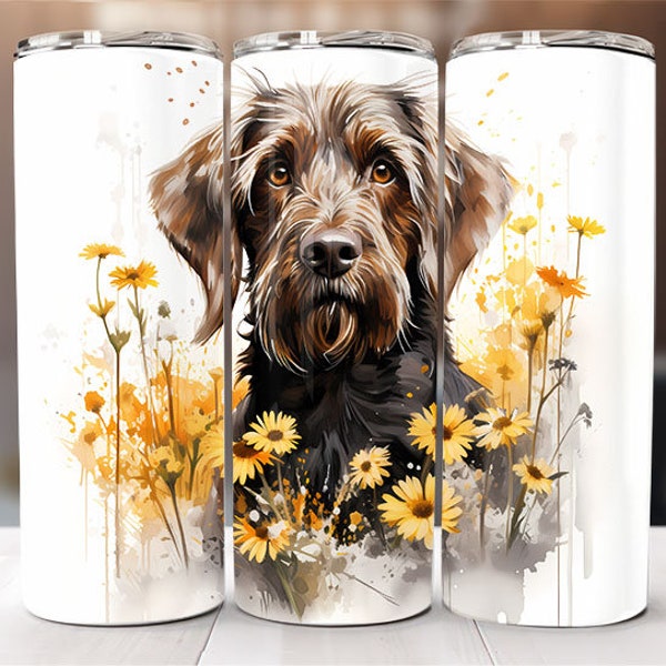 Wirehaired Pointing Griffons 20 oz Skinny Tumbler Sublimation Design Digital Download PNG Instant DIGITAL ONLY, Tumbler Warp