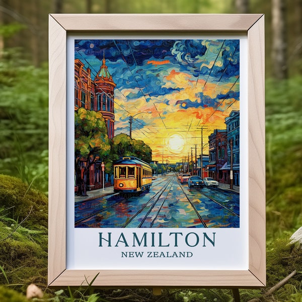 Hamilton New Zealand Travel Poster Immerse Yourself in Masterpiece Hamilton Wall Art Perfect for Travel Lovers and New Zealand Enthusiasts