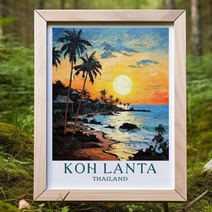 Koh Lanta Thailand Art Print: Van Gogh Style Travel Poster