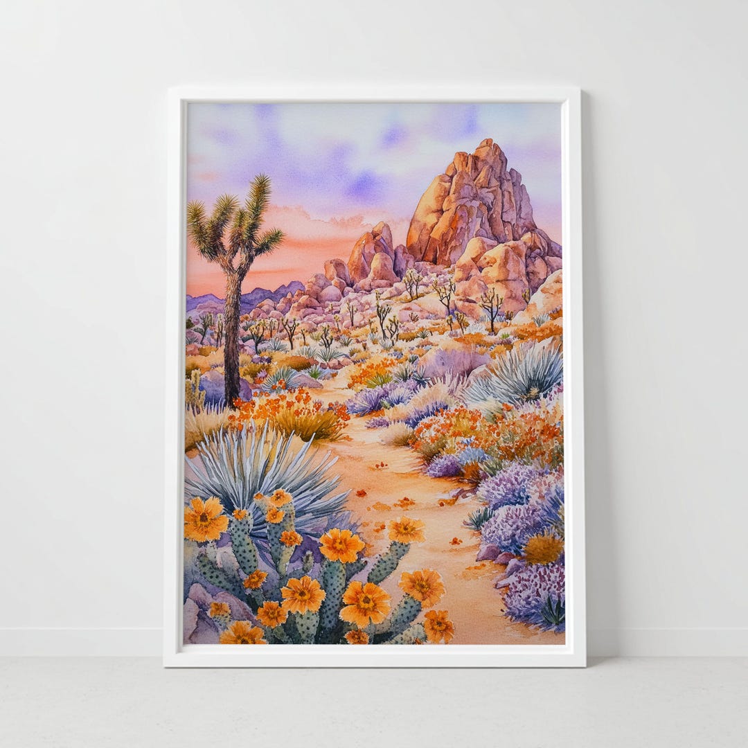 Joshua Tree Sunset Watercolor Art Print: Desert Landscape Wall Decor - Etsy