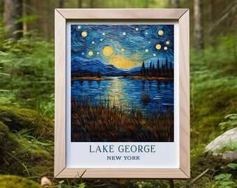 Lake George New York Travel Poster Immerse Yourself in Masterpiece Lake George Wall Art Perfect for Travel Lovers and New York Enthusiasts