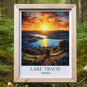 Lake Travis Texas Travel Poster Immerse Yourself in Masterpiece Lake Travis Wall Art Perfect for Travel Lovers and Texas Enthusiasts