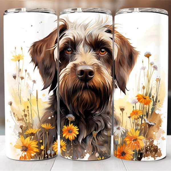 Wirehaired Pointing Griffons 20 oz Skinny Tumbler Sublimation Design Digital Download PNG Instant DIGITAL ONLY, Tumbler Warp