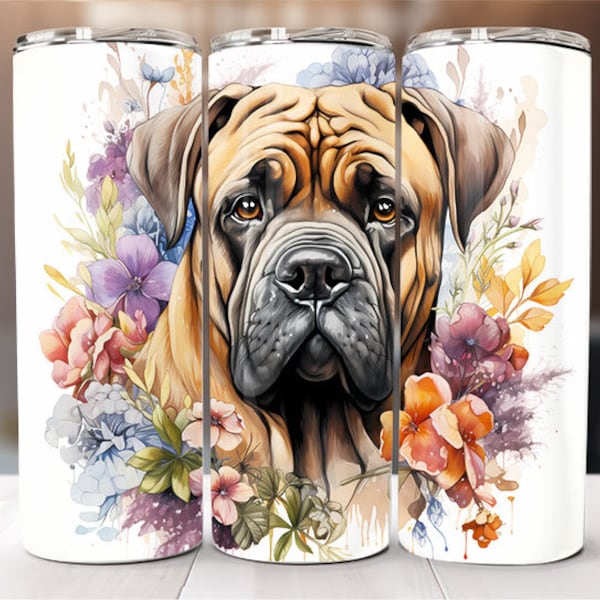 Bullmastiffs 20 oz Skinny Tumbler Sublimation Design Digital Download PNG Instant DIGITAL ONLY, Tumbler Warp