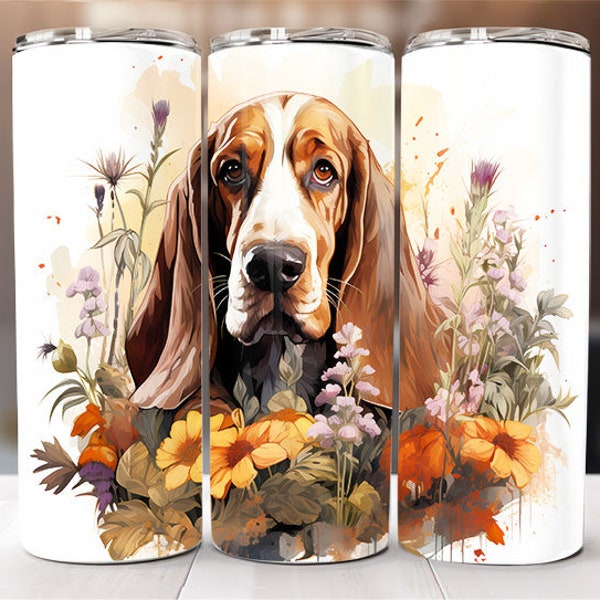 Basset Hounds 20 oz Skinny Tumbler Sublimation Design Digital Download PNG Instant DIGITAL ONLY, Tumbler Warp