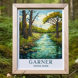 Póster de viaje de Garner State Park Sumérgete en la obra maestra Garner Wall Art Perfecto para amantes de los viajes y entusiastas de los parques estatales