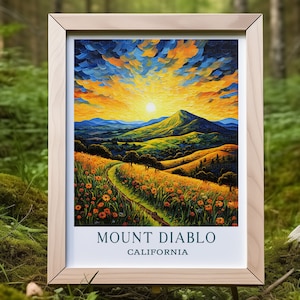 Mount Diablo California Art Print: Van Gogh Style Travel Poster