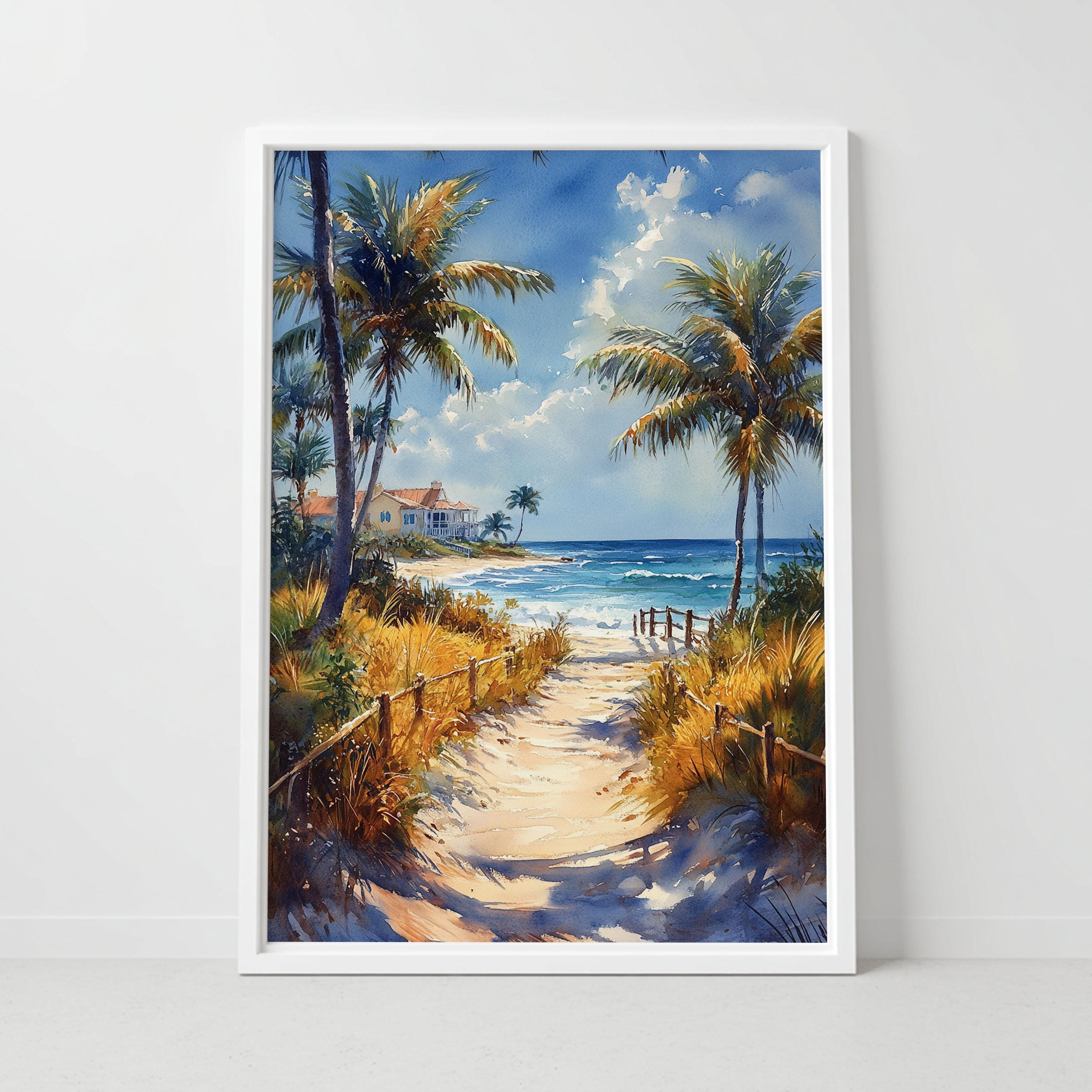 Delray Beach Watercolor Art Print: Florida Coastal Wall Decor