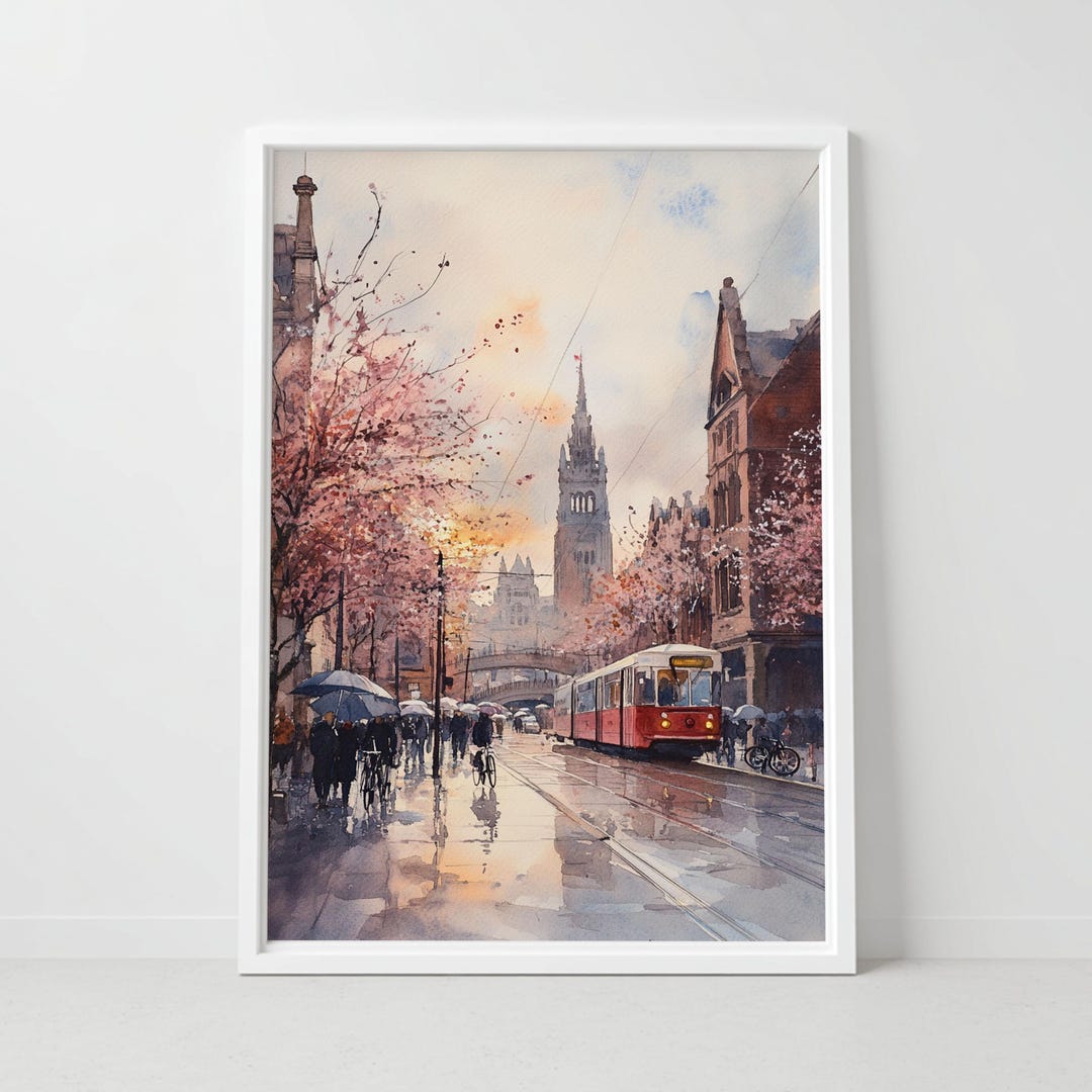 イギリス駅風景 水彩画 イギリス駅風景 水彩画 絵画 イギリス 風景画