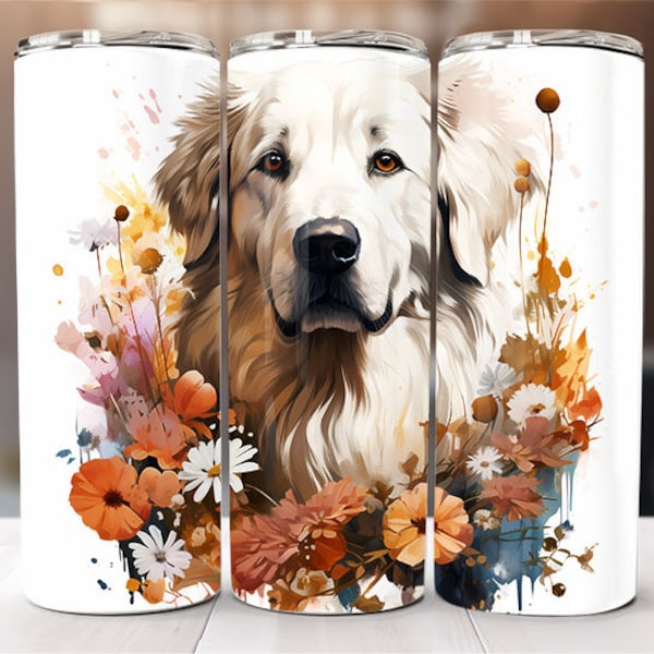 Great Pyrenees 20 oz Skinny Tumbler Sublimation Design Digital Download PNG Instant DIGITAL ONLY, Tumbler Warp