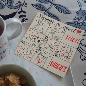 Funny Valentine's Day card - comic strip - mini comic strip card - lovers card