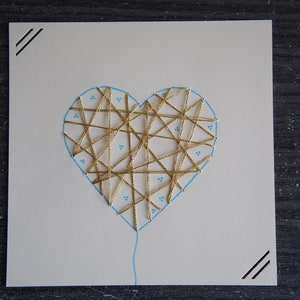 Carte Saint Valentin - annonce fiançailles - faire part mariage - save the date - carte brodée string art