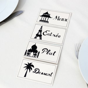 Menu de mariage et réception (thème voyage et évasion) / Anniversaire / Baptême / Baby-shower / Décoration de table
