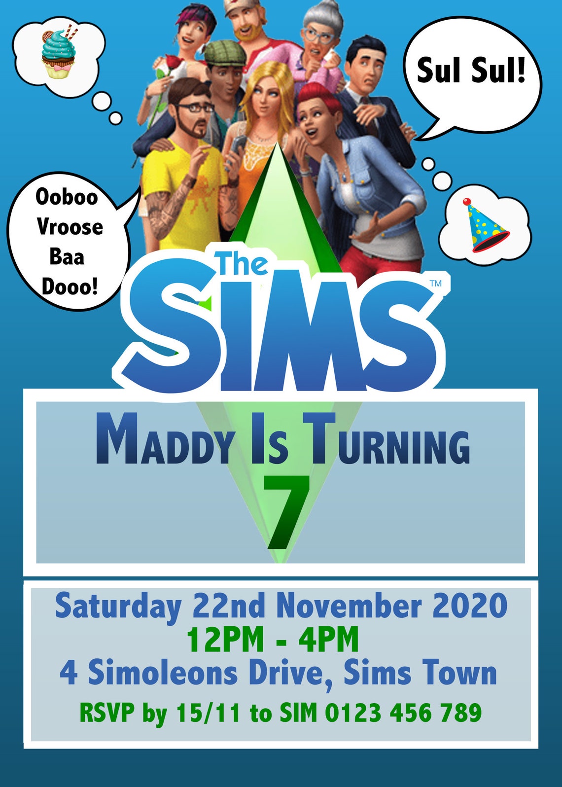 The Sims Invitation The Sims Birthday The Sims Party Etsy