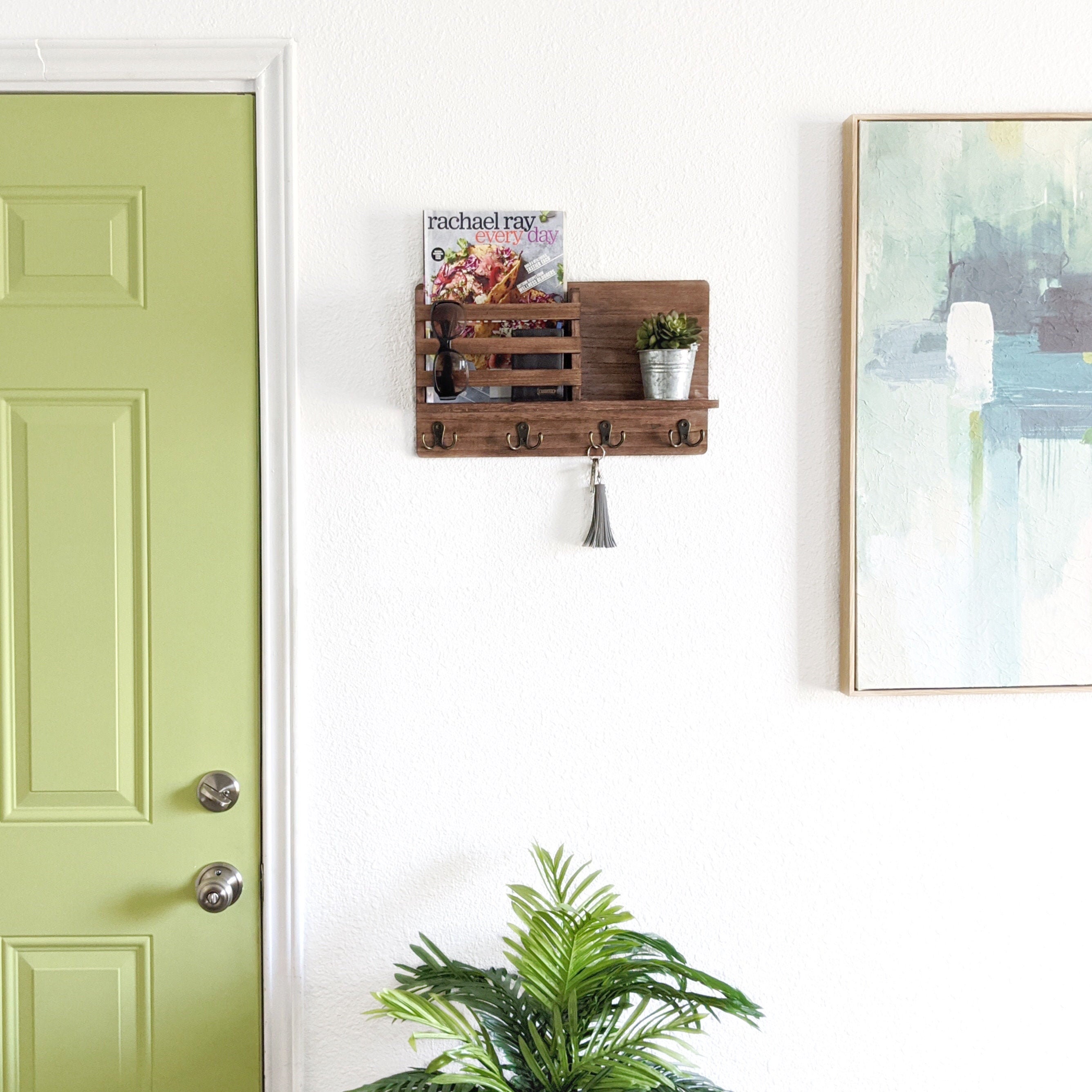 Key and Mail Holder for Wall with 4 Key Hooks Great For Etsy