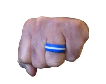 Silicone Ring For Men, Silicone Ring For Women, Silicone Wedding Ring, White Stripe Silicone Ring.