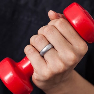Silver Silicone Ring for Men, Silicone Wedding Ring for Women, Silicone Wedding Band, Silver Silicone Unisex Rings.