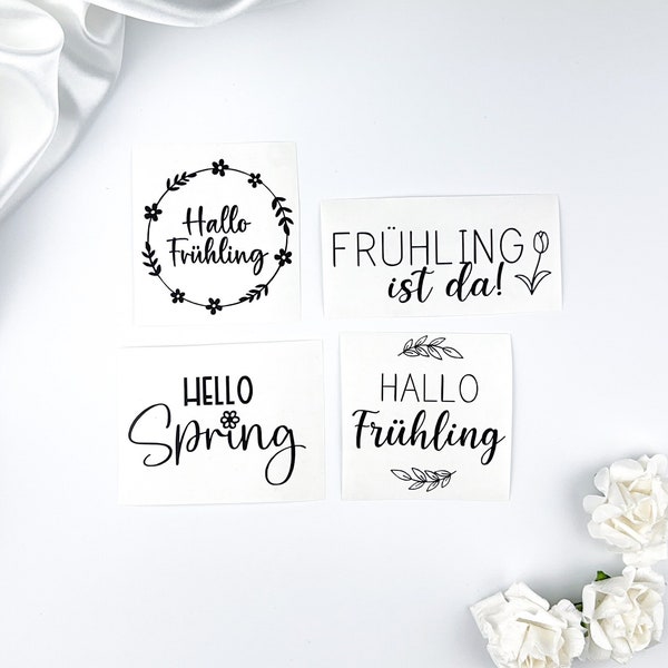 Hallo Frühling Vinylaufkleber - dekorativer Sticker für Gegenstände