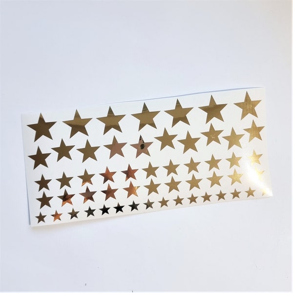 Sterne Aufkleber aus Vinylfolie, verschiedene Größen auf einem Stickerbogen
