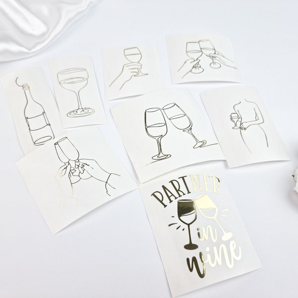 Vinylaufkleber | Vinylsticker für Resin | One line art | Wein Sekt Gläser Sticker