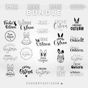 Oster Sprüche Plotterdatei |  PNG SVG SILHOUETTE Cricut | Frohe Ostern Schriftzug | Datei Download bundle