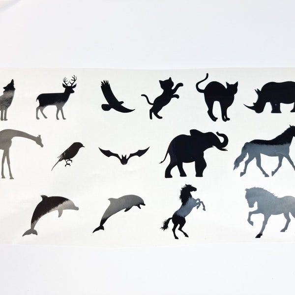 Vinylsticker Tiere Silhouetten | Katze Wolf Delfin Pferd | Kinder Motive | Vinylsticker | bunt  | Scherryssticker